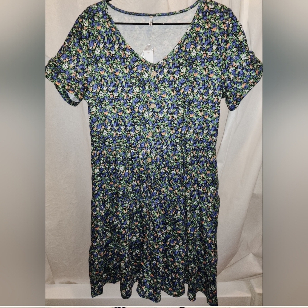 Floral Print V-Neck Dress